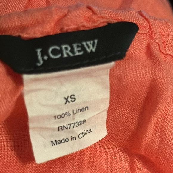 J. Crew Sz XS 100% Linen Boho‎ split collar ties ruffle bottom waist ties Sz XS - Picture 6 of 6